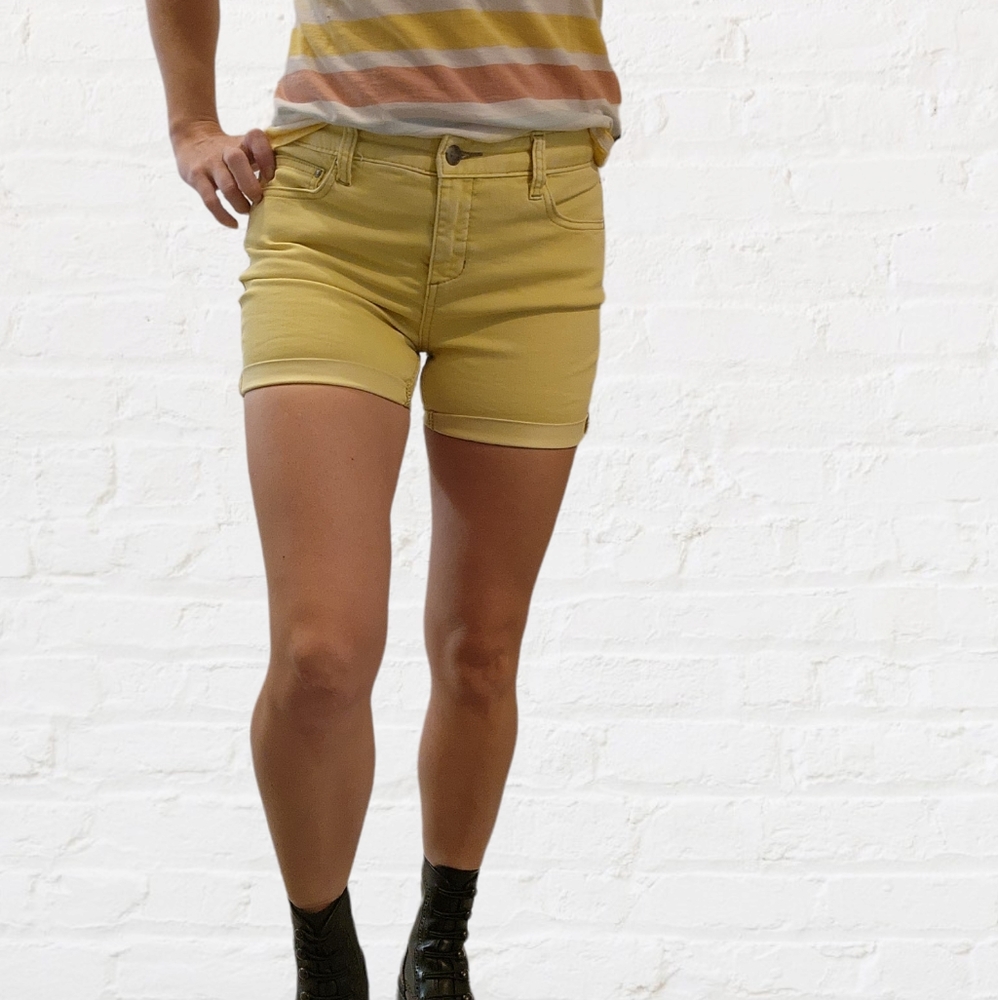 Free People Yellow Denim Shorts